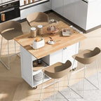 Kitchen Island with Foldable Counter Top, Kitchen Storage Cart with Slide-Out Shelf, Towel Rack and Drawer, Rolling Wheels