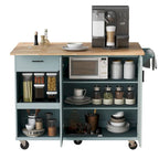 Kitchen Island with Foldable Counter Top, Kitchen Storage Cart with Slide-Out Shelf, Towel Rack and Drawer, Rolling Wheels