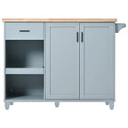 Kitchen Island with Foldable Counter Top, Kitchen Storage Cart with Slide-Out Shelf, Towel Rack and Drawer, Rolling Wheels