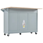 Kitchen Island with Foldable Counter Top, Kitchen Storage Cart with Slide-Out Shelf, Towel Rack and Drawer, Rolling Wheels
