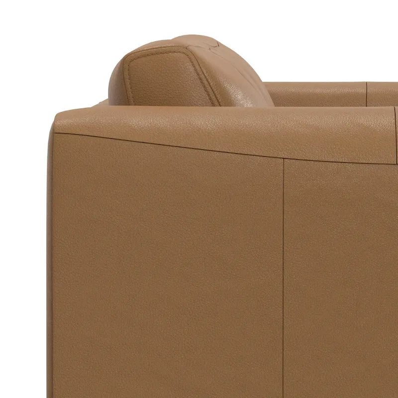 Causeuse en cuir véritable de 62 po avec coussins amovibles