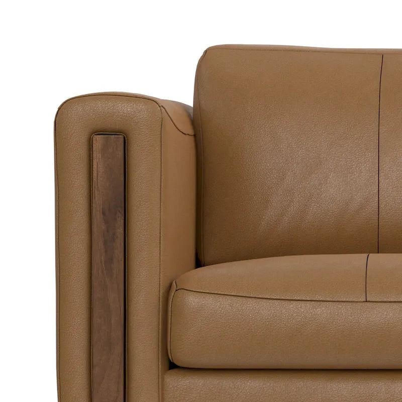 Causeuse en cuir véritable de 62 po avec coussins amovibles