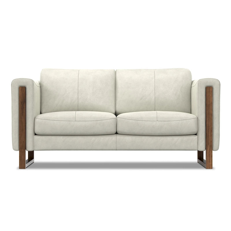 Causeuse en cuir véritable de 62 po avec coussins amovibles