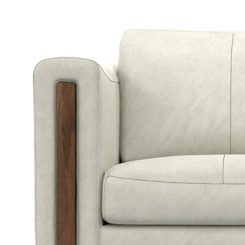 Causeuse en cuir véritable de 62 po avec coussins amovibles