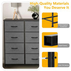 Stylish 8 Drawer Chest of Dressers for Bedroom, Tall Chest Organizer Tower with Wooden Top