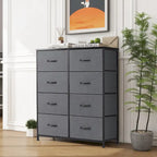 Stylish 8 Drawer Chest of Dressers for Bedroom, Tall Chest Organizer Tower with Wooden Top