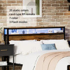 Lit plateforme grand format avec tête de lit LED RVB, rangement et prises de chargement USB
