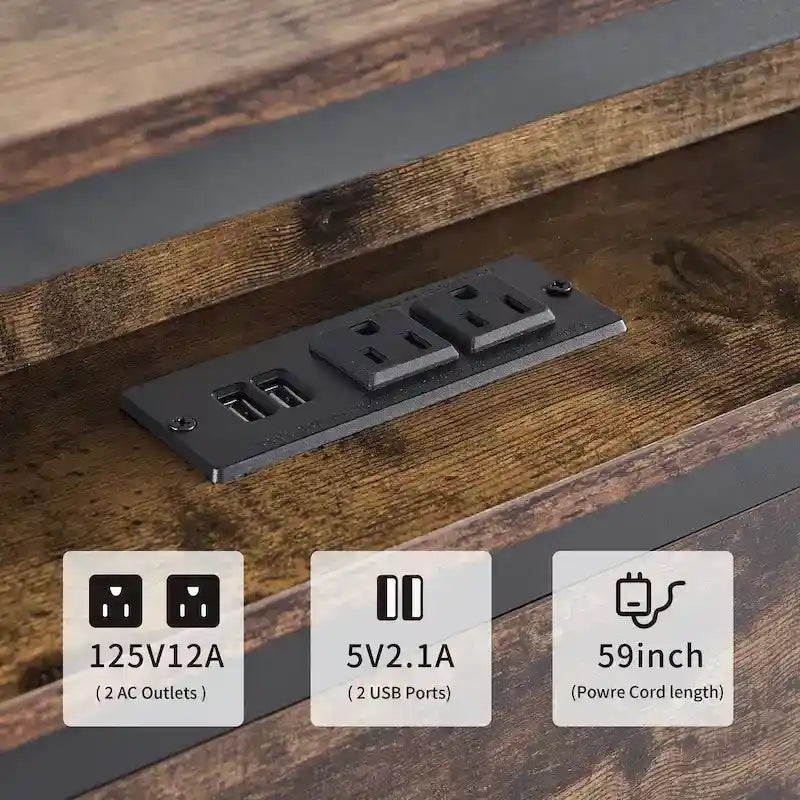 Lit plateforme grand format avec tête de lit LED RVB, rangement et prises de chargement USB