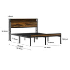 Lit plateforme grand format avec tête de lit LED RVB, rangement et prises de chargement USB