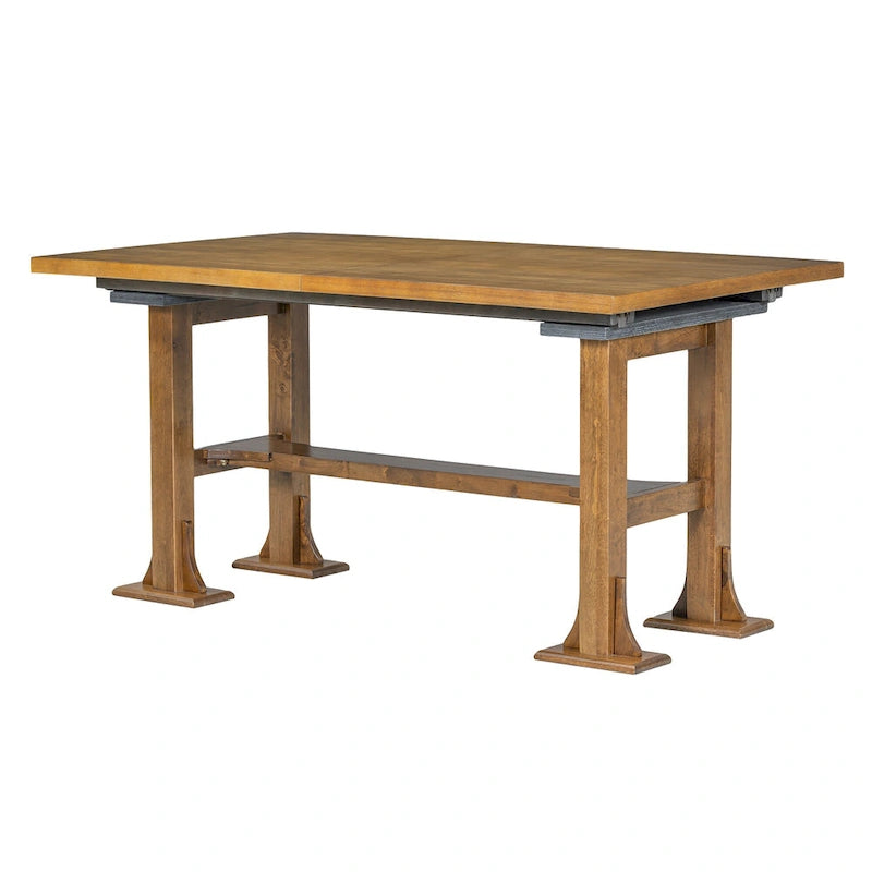 Ensemble de salle à manger extensible 6 pièces style rustique avec rallonge et banc
