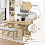 Ensemble de salle à manger extensible 6 pièces style rustique avec rallonge et banc