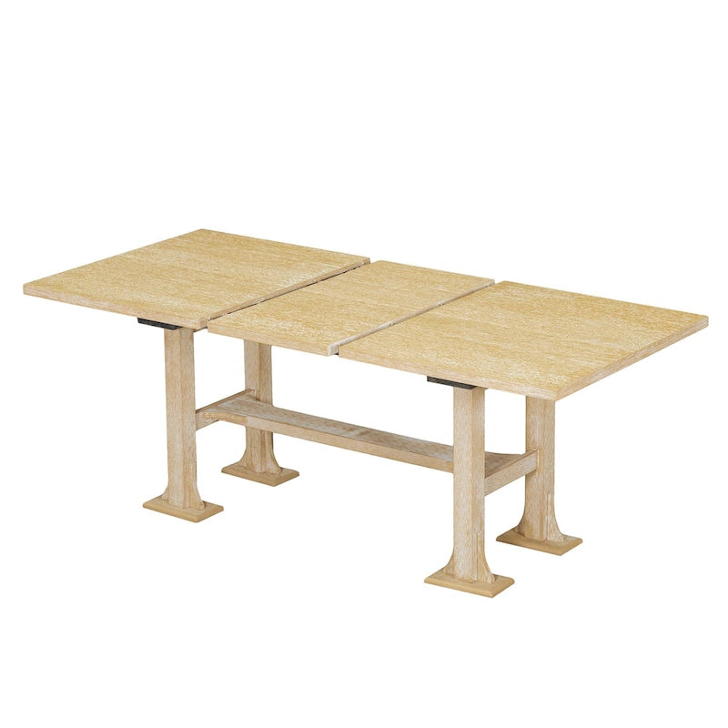 Ensemble de salle à manger extensible 6 pièces style rustique avec rallonge et banc