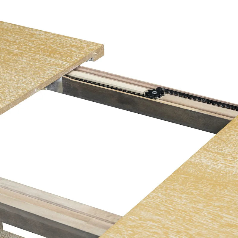 Ensemble de salle à manger extensible 6 pièces style rustique avec rallonge et banc