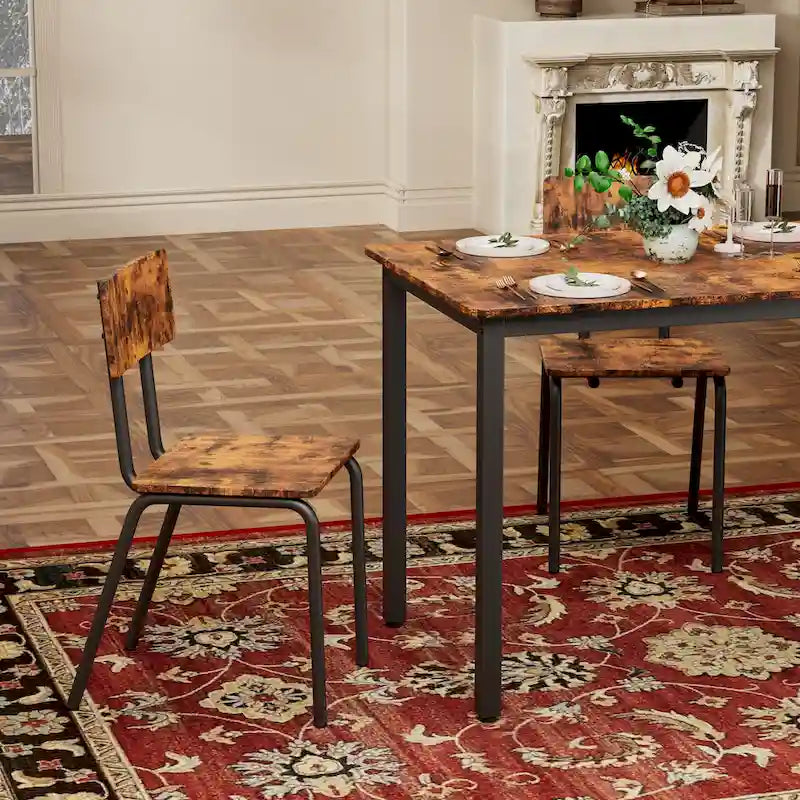 Ensemble de salle à manger compact 5 pièces avec 4 chaises, cadre en métal de 43 et MDF, idéal pour les petits espaces, facile à nettoyer