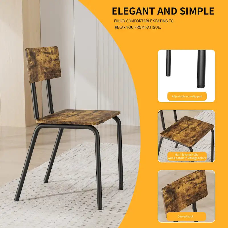 Ensemble de salle à manger compact 5 pièces avec 4 chaises, cadre en métal de 43 et MDF, idéal pour les petits espaces, facile à nettoyer