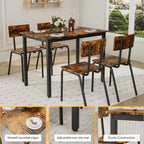 Ensemble de salle à manger compact 5 pièces avec 4 chaises, cadre en métal de 43 et MDF, idéal pour les petits espaces, facile à nettoyer