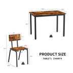 Ensemble de salle à manger compact 5 pièces avec 4 chaises, cadre en métal de 43 et MDF, idéal pour les petits espaces, facile à nettoyer
