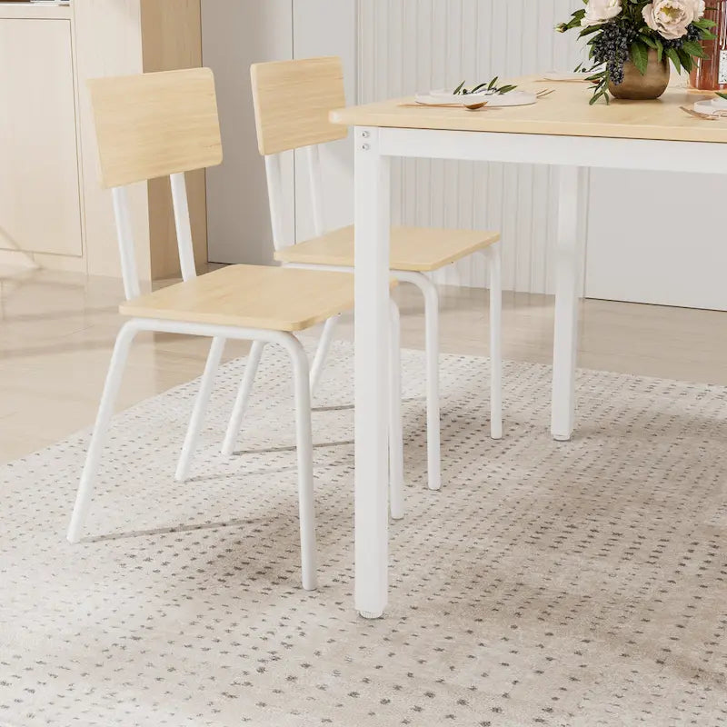 Ensemble de salle à manger compact 5 pièces avec 4 chaises, cadre en métal de 43 et MDF, idéal pour les petits espaces, facile à nettoyer