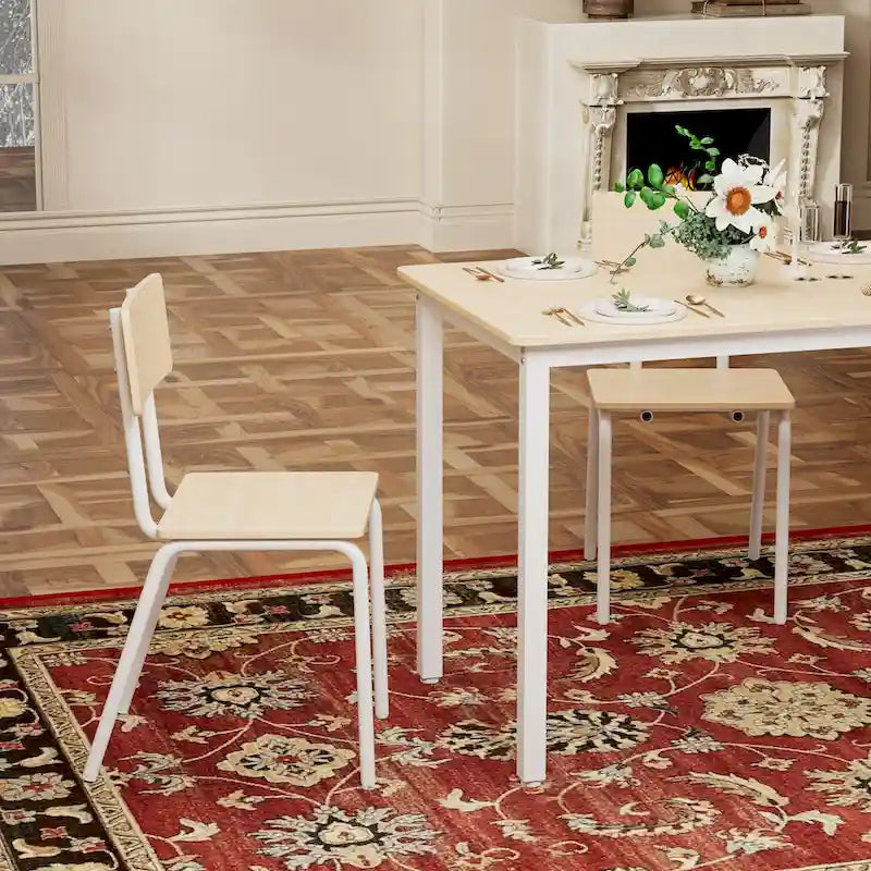 Ensemble de salle à manger compact 5 pièces avec 4 chaises, cadre en métal de 43 et MDF, idéal pour les petits espaces, facile à nettoyer