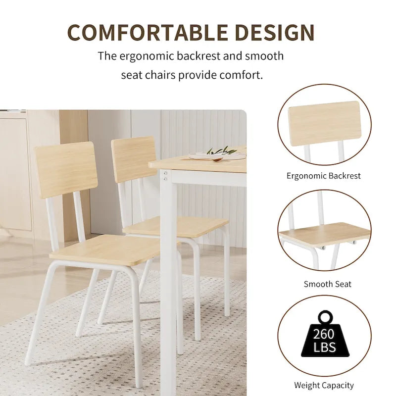Ensemble de salle à manger compact 5 pièces avec 4 chaises, cadre en métal de 43 et MDF, idéal pour les petits espaces, facile à nettoyer