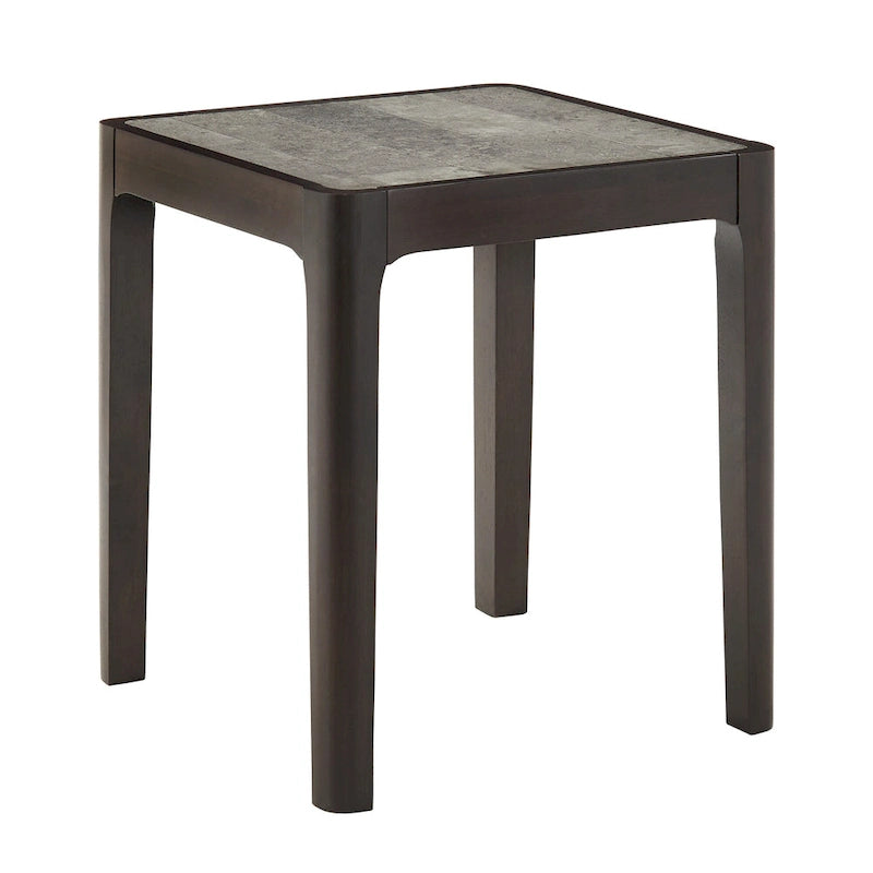 Table d'appoint du milieu du siècle avec plateau en faux marbre et cadre en noyer foncé