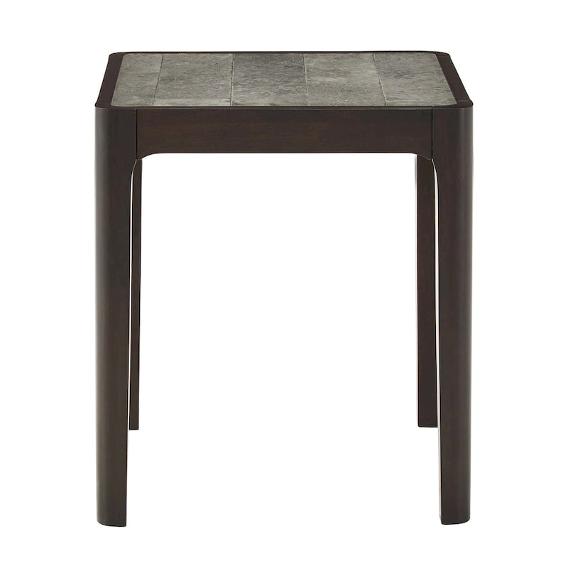 Table d'appoint du milieu du siècle avec plateau en faux marbre et cadre en noyer foncé