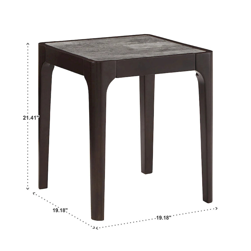 Table d'appoint du milieu du siècle avec plateau en faux marbre et cadre en noyer foncé