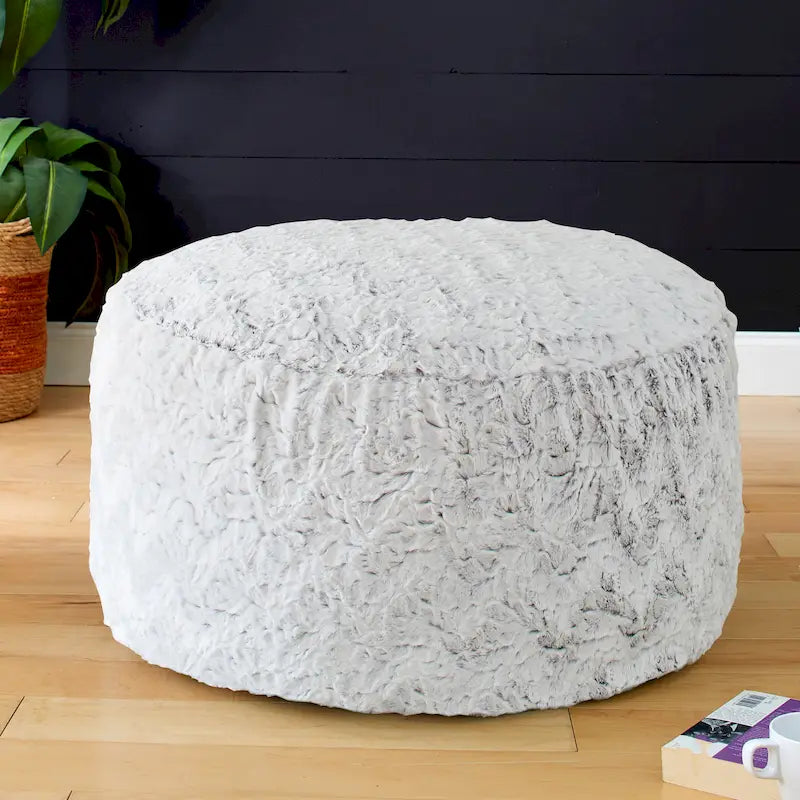 Large Indoor Faux Fur Round Bean Pouf/Ottoman