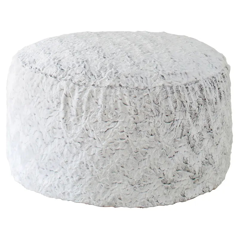 Large Indoor Faux Fur Round Bean Pouf/Ottoman