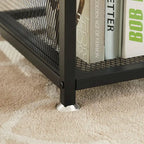 Industrial Rectangle Wood Coffee Table with Storage Shelf, Metal Frame Home Tea Table Desk