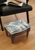 Blue Fern Footstool