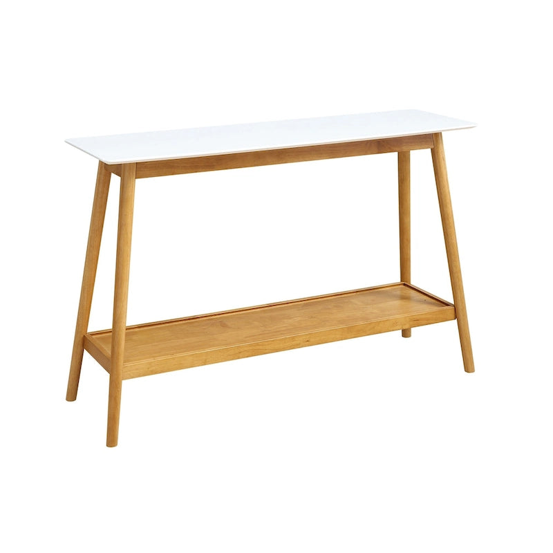 Console de style Mid-Century avec finition laquée brillante et étagère inférieure