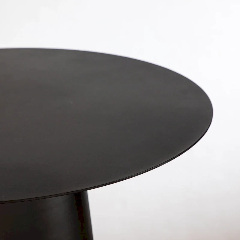 Outdoor Mid Century Modern Metal Single Round Coffee Table -Black 23.6W