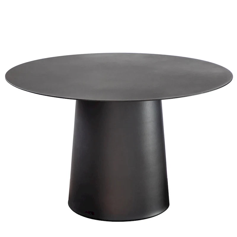 Outdoor Mid Century Modern Metal Single Round Coffee Table -Black 23.6W