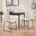 Chaise de salle à manger en similicuir avec surpiqûres géométriques