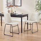 Chaise de salle à manger en similicuir avec surpiqûres géométriques