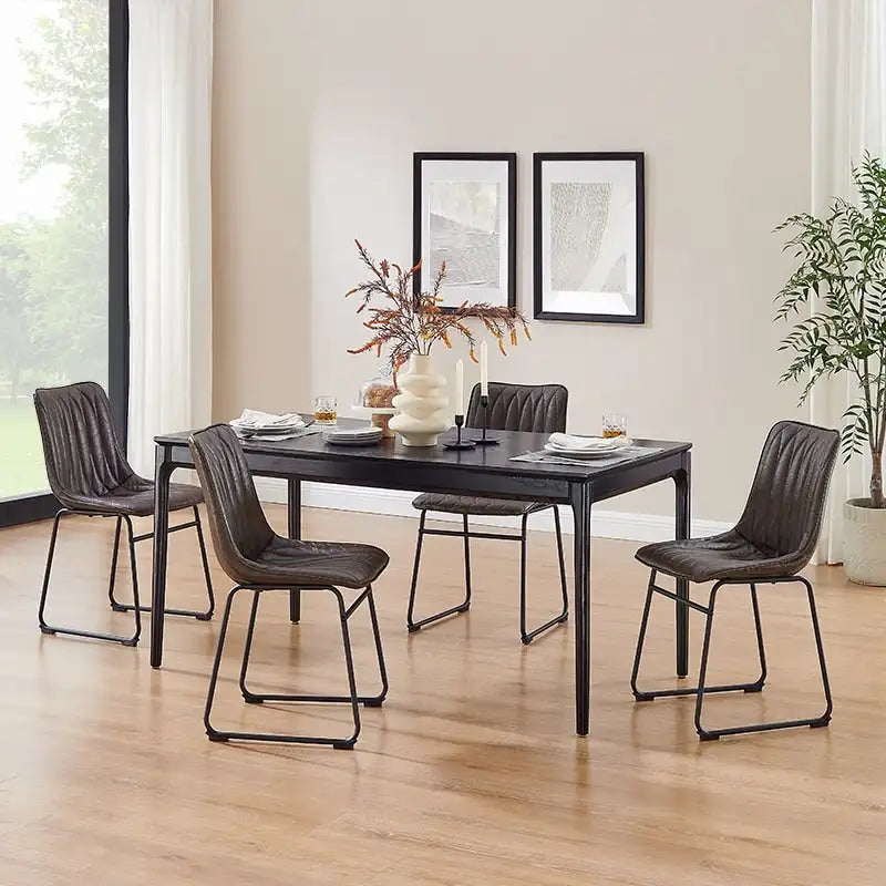 Chaise de salle à manger en similicuir avec surpiqûres géométriques