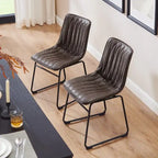 Chaise de salle à manger en similicuir avec surpiqûres géométriques