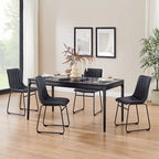 Chaise de salle à manger en similicuir avec surpiqûres géométriques