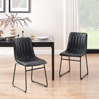 Chaise de salle à manger en similicuir avec surpiqûres géométriques
