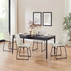 Chaise de salle à manger en similicuir avec surpiqûres géométriques