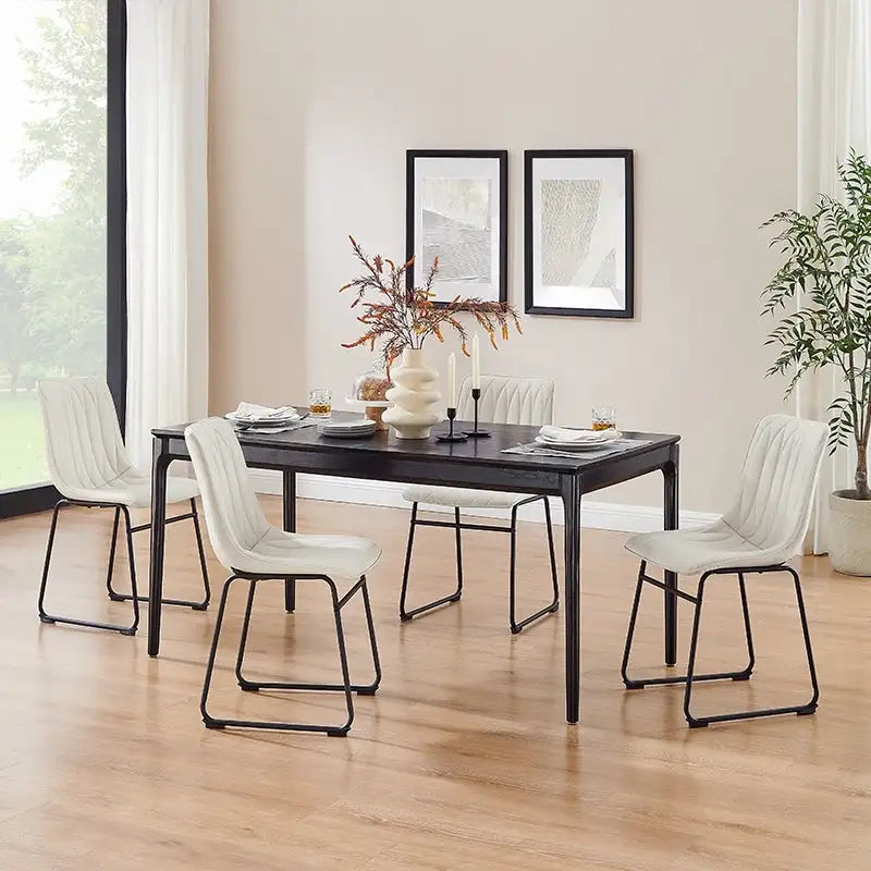 Chaise de salle à manger en similicuir avec surpiqûres géométriques
