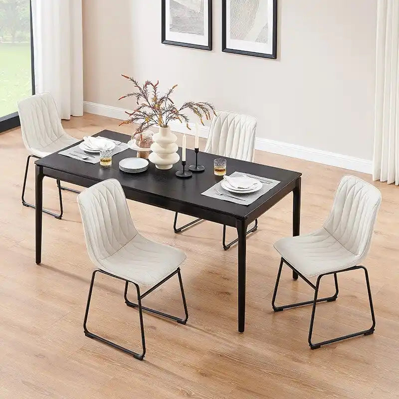 Chaise de salle à manger en similicuir avec surpiqûres géométriques