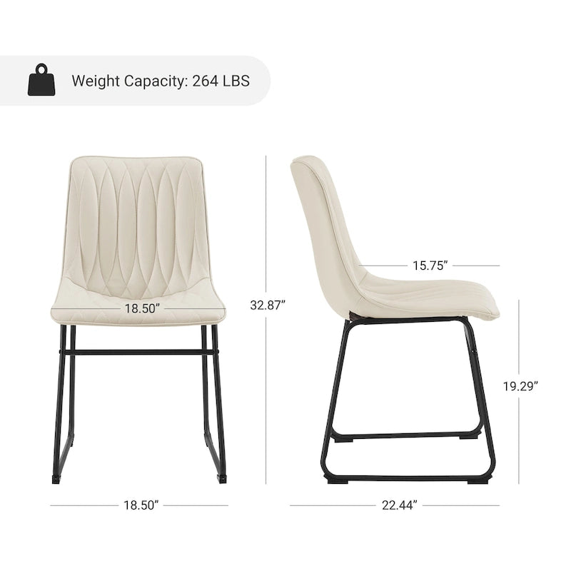Chaise de salle à manger en similicuir avec surpiqûres géométriques