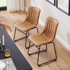 Chaise de salle à manger en similicuir avec surpiqûres géométriques
