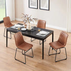 Chaise de salle à manger en similicuir avec surpiqûres géométriques