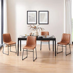 Chaise de salle à manger en similicuir avec surpiqûres géométriques
