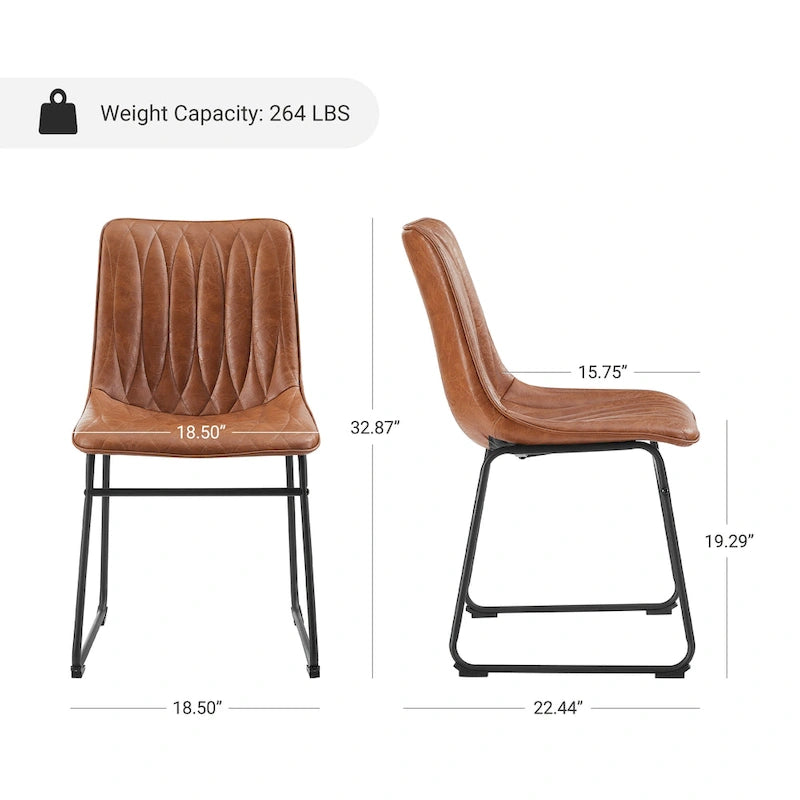 Chaise de salle à manger en similicuir avec surpiqûres géométriques