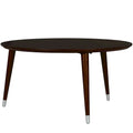 Table basse ronde du milieu du siècle en placage de noyer avec pieds fuseau