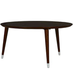 Table basse ronde du milieu du siècle en placage de noyer avec pieds fuseau